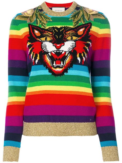 gucci rainbow tiger sweater replica|gucci lamb print sweater.